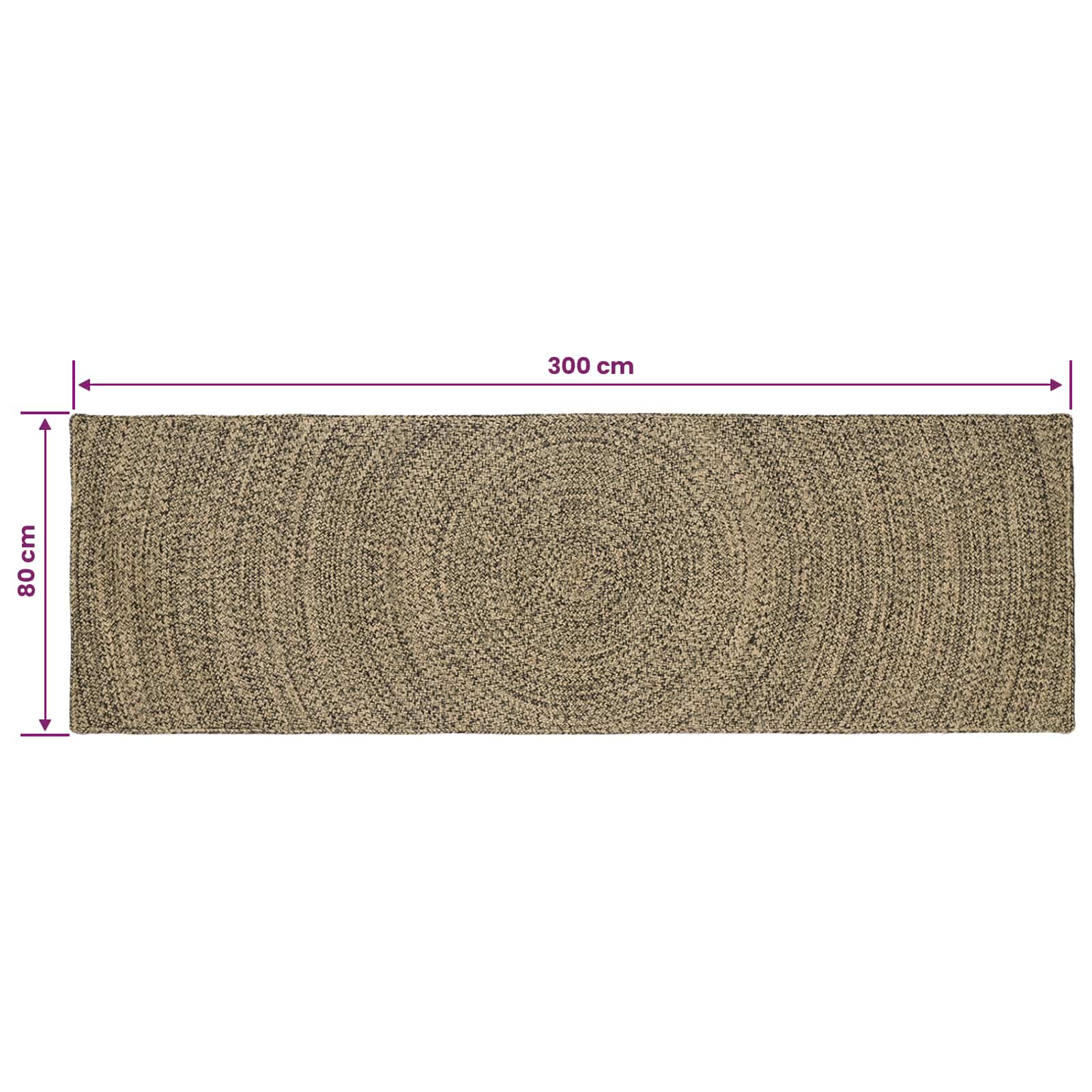 vidaXL Χαλί Περιοχής Φυσικό και Μαύρο 80 x 300 cm Γιούτα - Image 8
