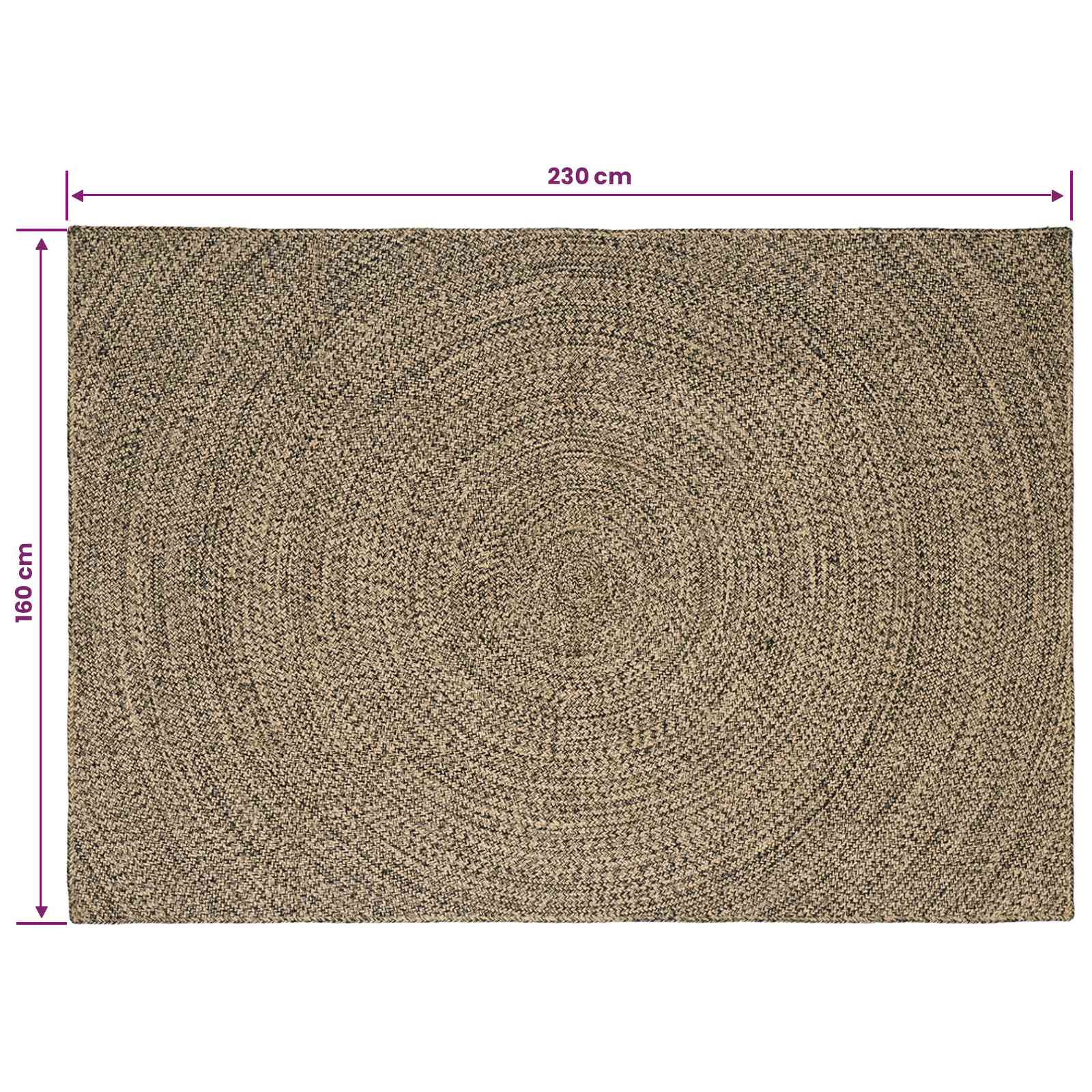 vidaXL Χαλί Περιοχής Φυσικό και Μαύρο 160 x 230 cm Γιούτα - Image 8