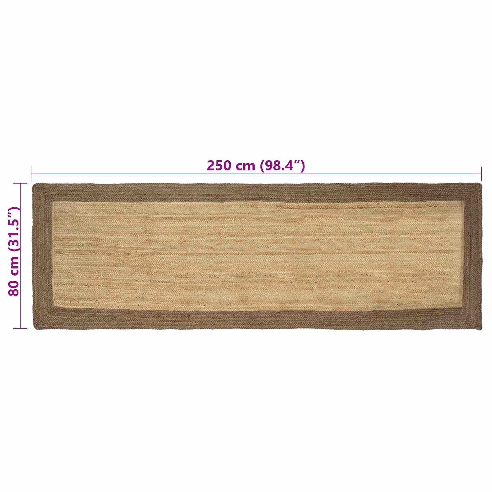 vidaXL Χαλί Περιοχής Γκρι και φυσικό 80 x 250 cm Γιούτα - Image 8