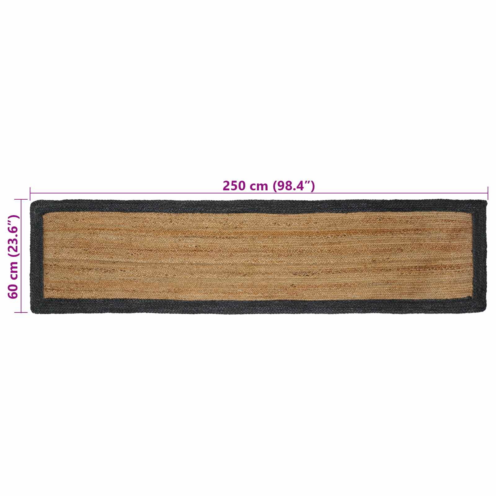 vidaXL Χαλί Περιοχής Σκούρο Γκρι και Φυσικό 60 x 250 εκ. Γιούτα - Image 8