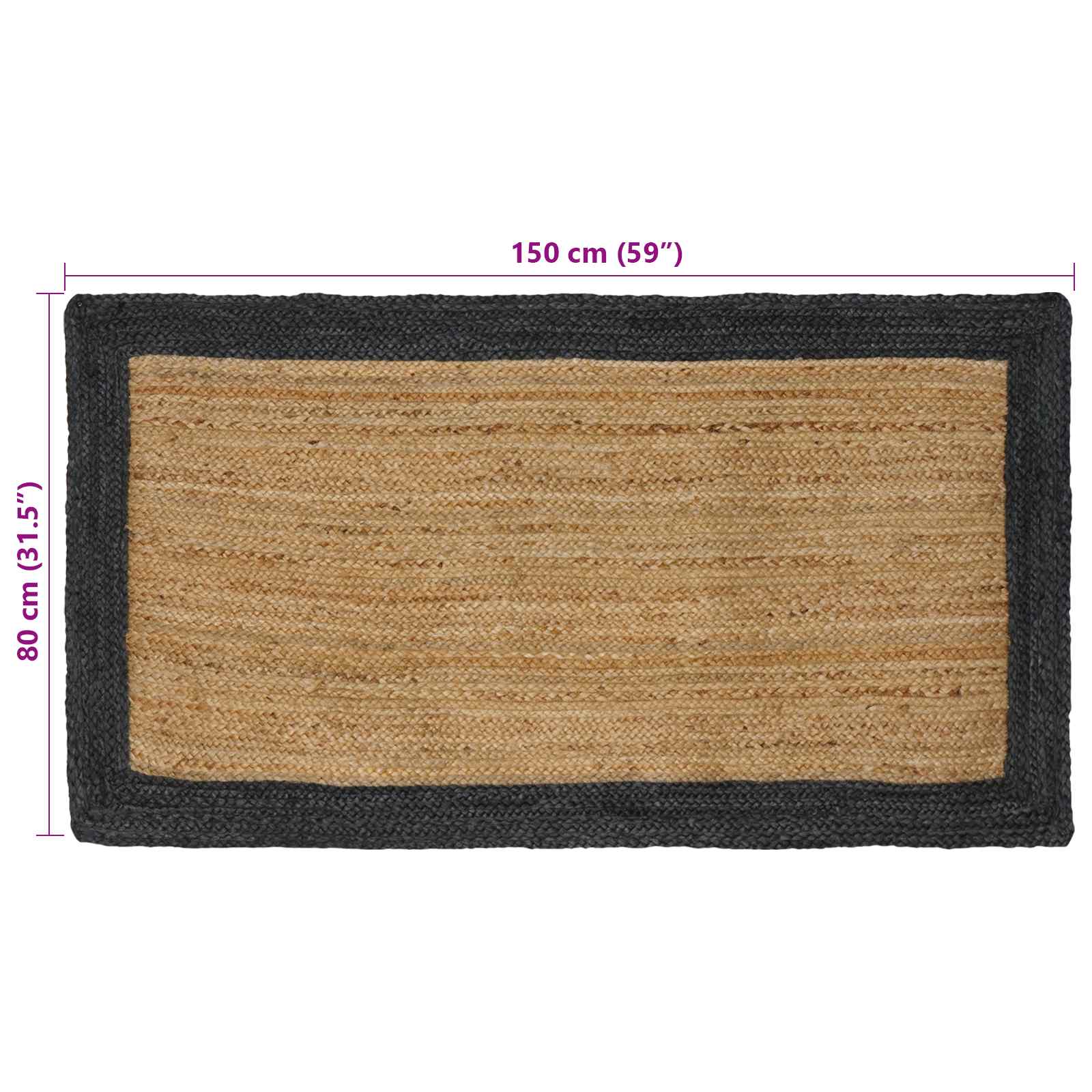 vidaXL Χαλί Περιοχής Σκούρο Γκρι και Φυσικό 80 x 150 cm Γιούτα - Image 8