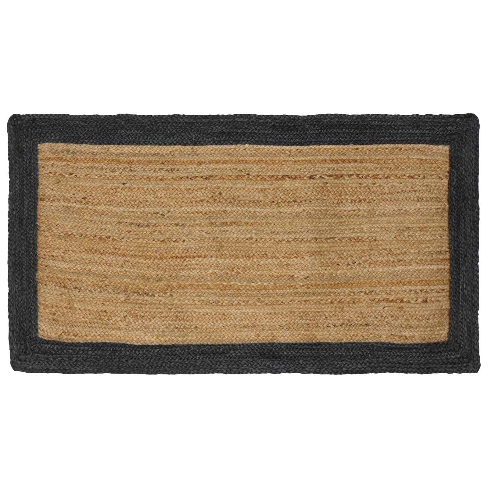vidaXL Χαλί Περιοχής Σκούρο Γκρι και Φυσικό 80 x 150 cm Γιούτα