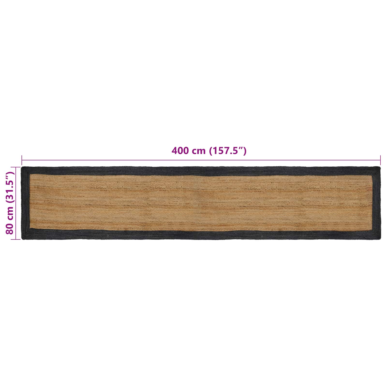 vidaXL Χαλί Περιοχής Σκούρο Γκρι και Φυσικό 80 x 400 εκ. Γιούτα - Image 8