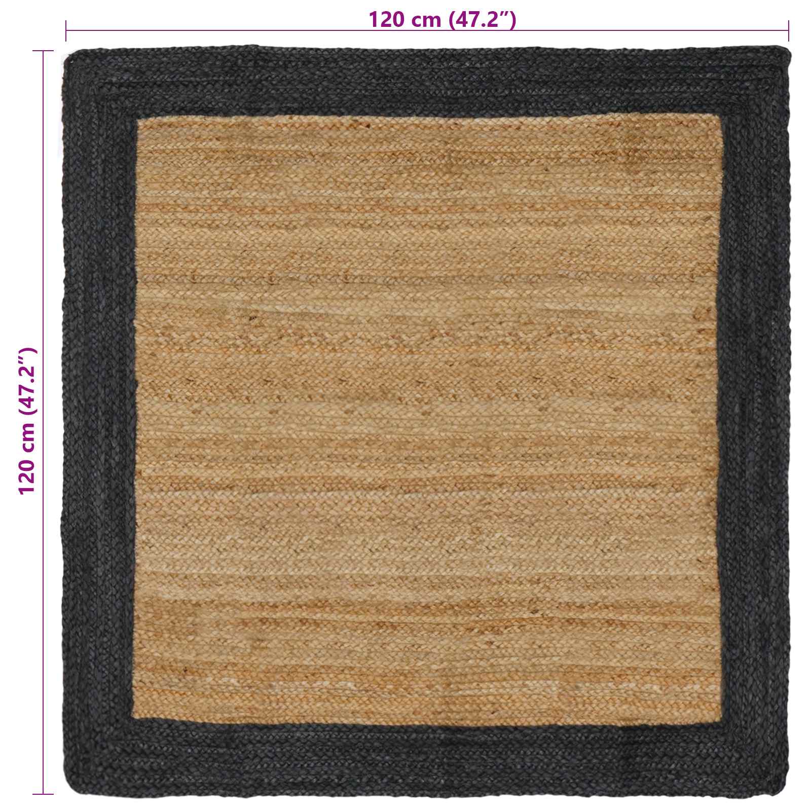 vidaXL Χαλί Περιοχής Σκούρο Γκρι και Φυσικό 120 x 120 cm Γιούτα - Image 8