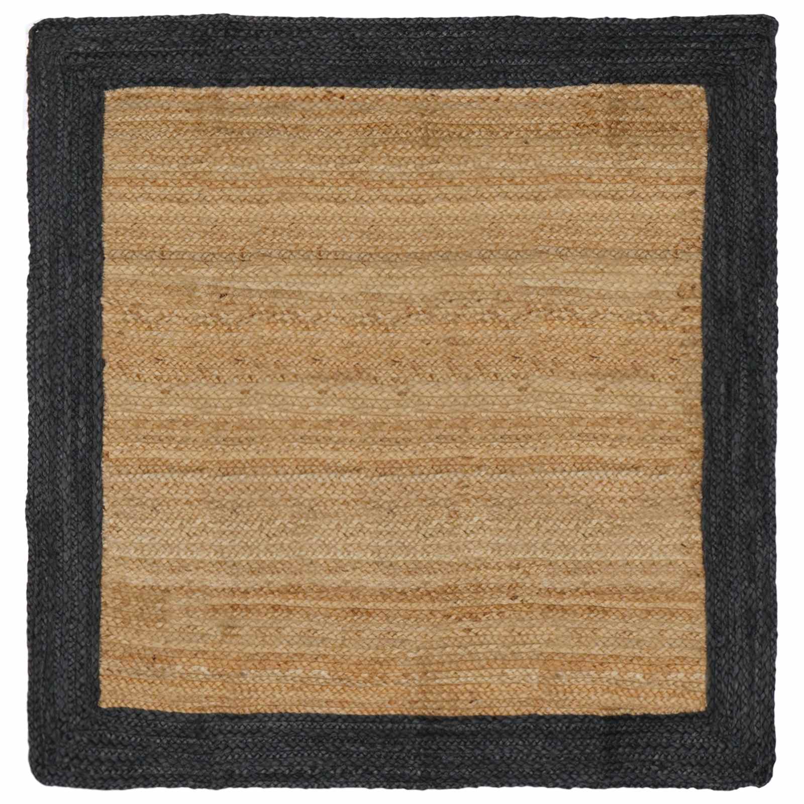 vidaXL Χαλί Περιοχής Σκούρο Γκρι και Φυσικό 120 x 120 cm Γιούτα