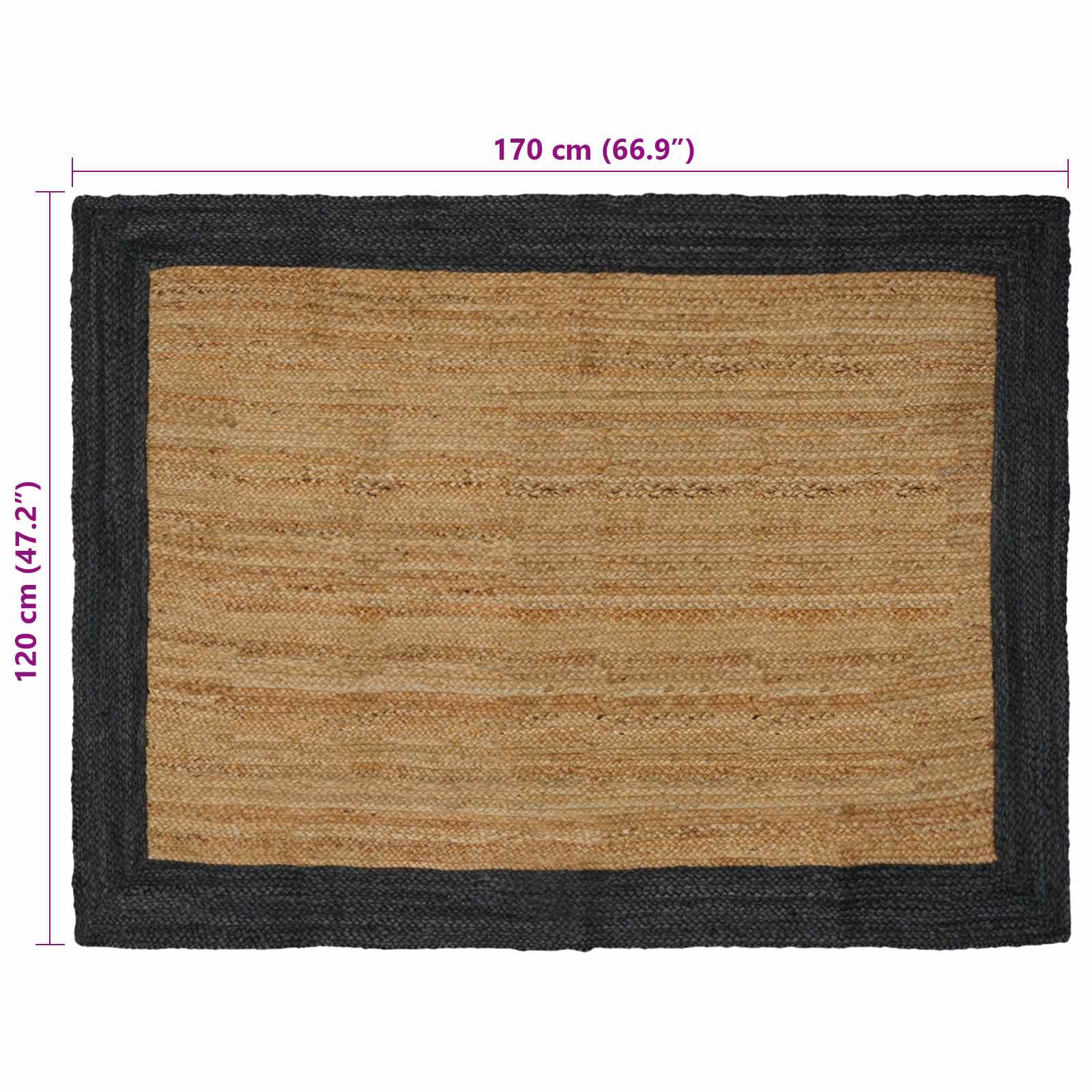 vidaXL Χαλί Περιοχής Σκούρο Γκρι και Φυσικό 120 x 170 cm Γιούτα - Image 8