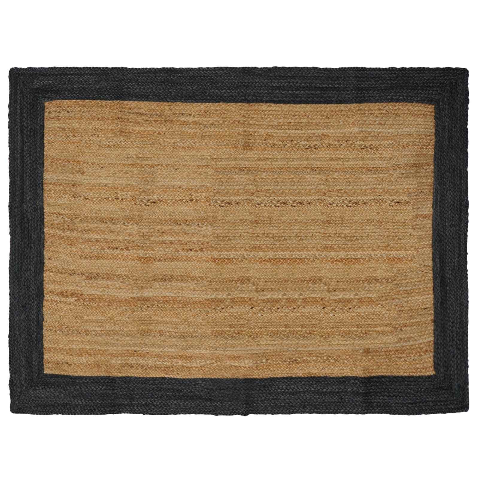 vidaXL Χαλί Περιοχής Σκούρο Γκρι και Φυσικό 120 x 170 cm Γιούτα
