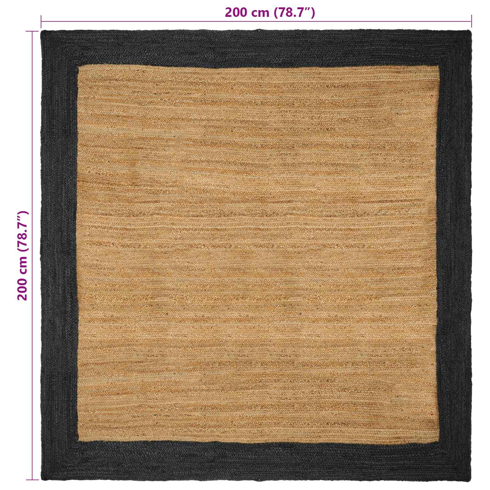 vidaXL Χαλί Περιοχής Σκούρο Γκρι και Φυσικό 200 x 200 cm Γιούτα - Image 8