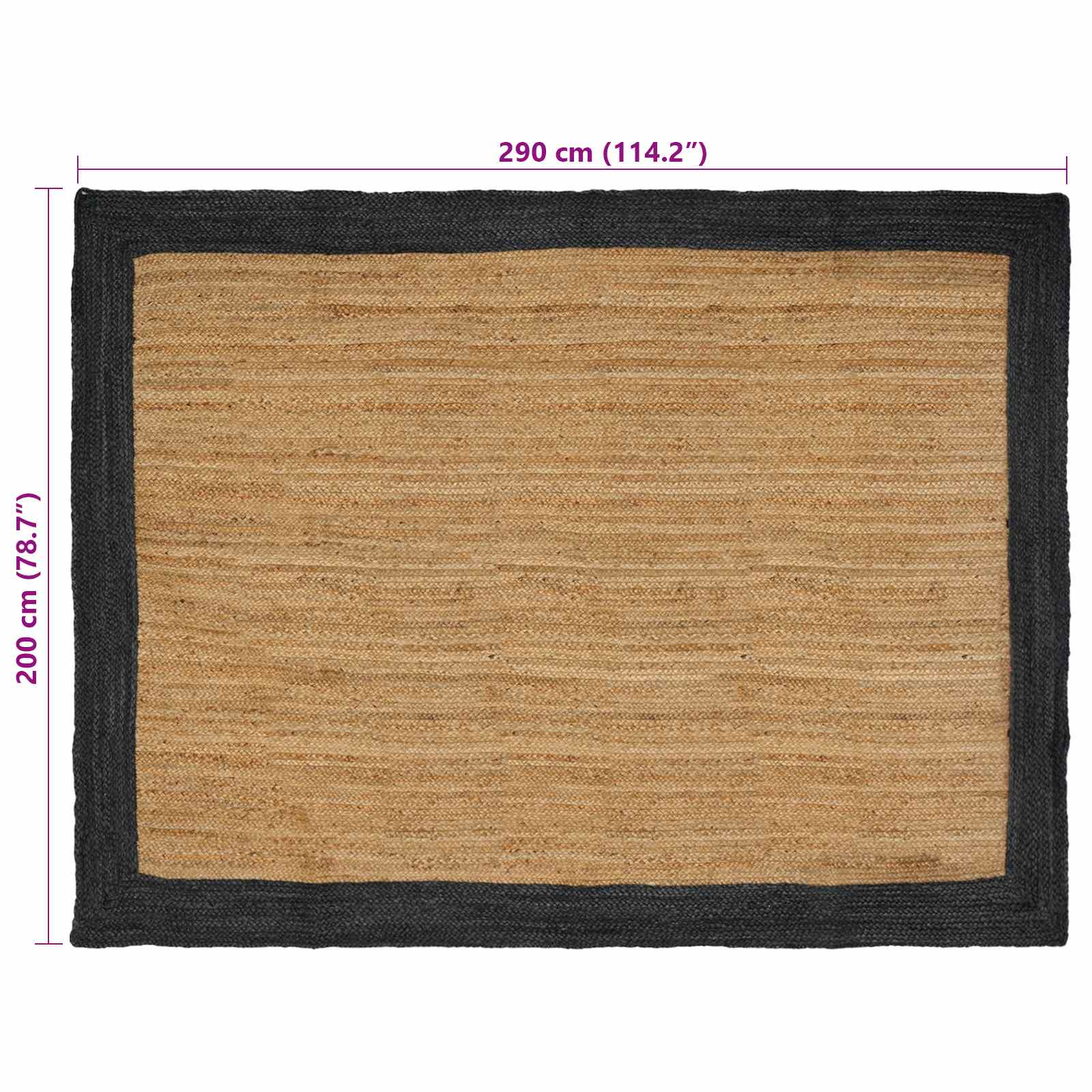 vidaXL Χαλί Περιοχής Σκούρο Γκρι και Φυσικό 200 x 290 εκ. Γιούτα - Image 8