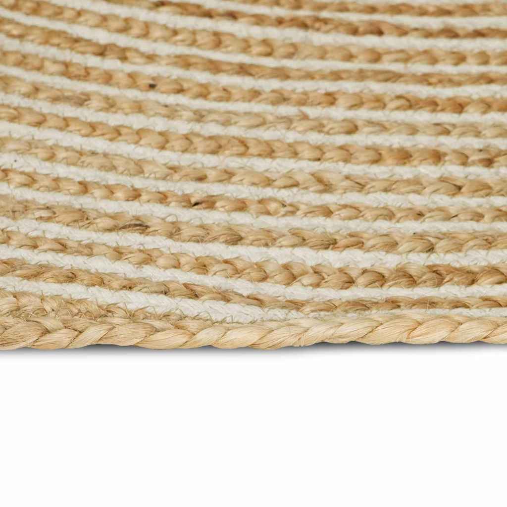 vidaXL Χαλί Περιοχής Φυσικό και Λευκό 120 x 120 cm Γιούτα - Image 2