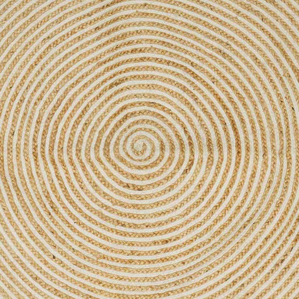 vidaXL Χαλί Περιοχής Φυσικό και Λευκό 120 x 120 cm Γιούτα - Image 4