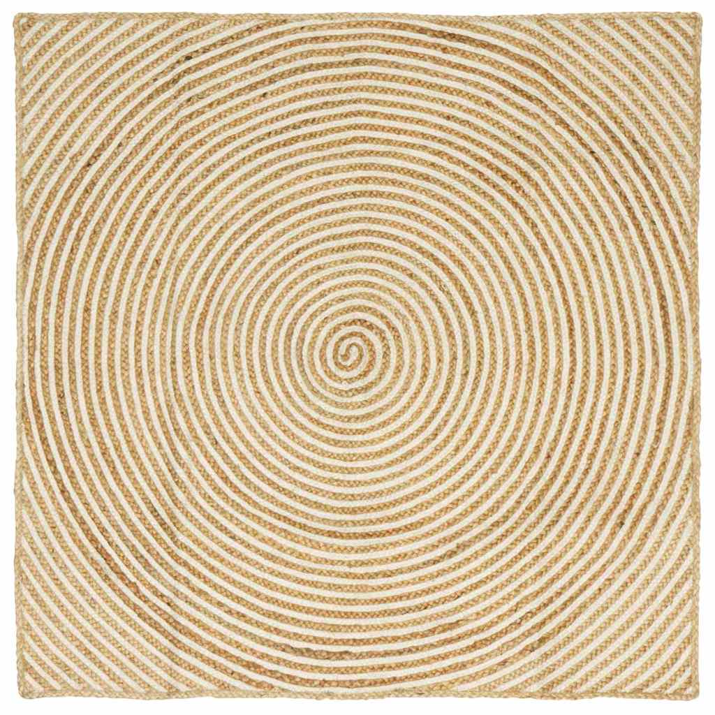 vidaXL Χαλί Περιοχής Φυσικό και Λευκό 120 x 120 cm Γιούτα