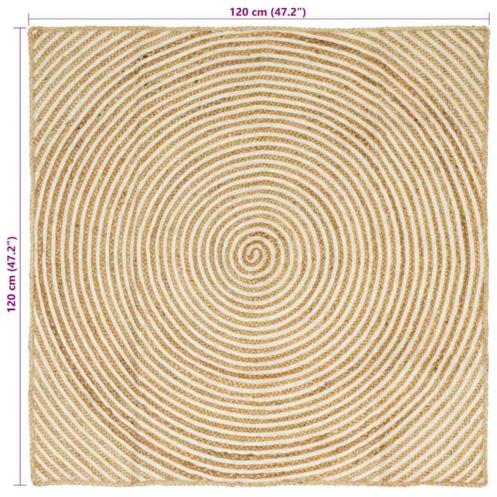 vidaXL Χαλί Περιοχής Φυσικό και Λευκό 120 x 120 cm Γιούτα - Image 8