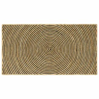 vidaXL Χαλί Περιοχής Φυσικό και Μαύρο 100 x 200 cm Γιούτα