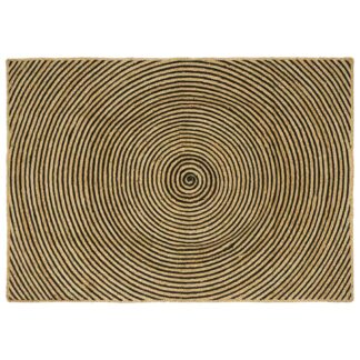 vidaXL Χαλί Περιοχής Φυσικό και Μαύρο 140 x 200 cm Γιούτα