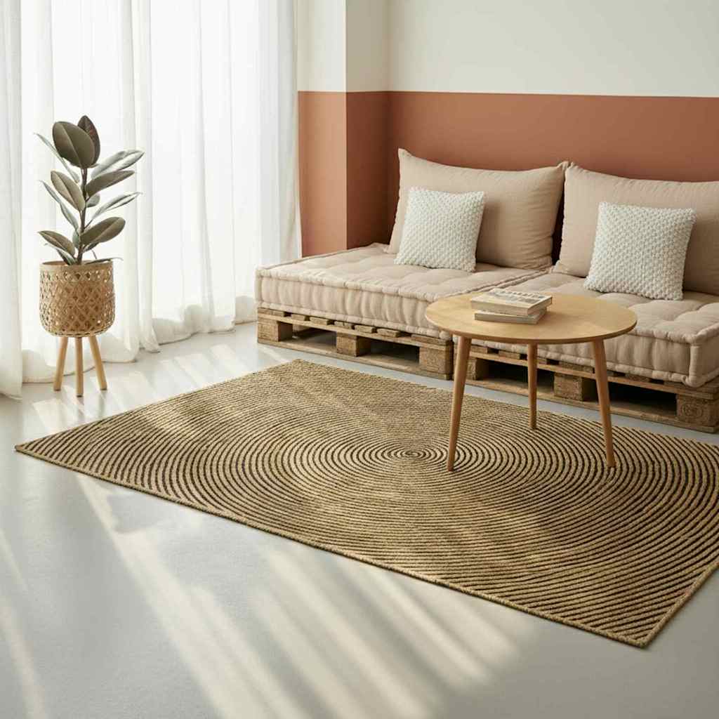 vidaXL Χαλί Περιοχής Φυσικό και Μαύρο 160 x 230 cm Γιούτα - Image 2