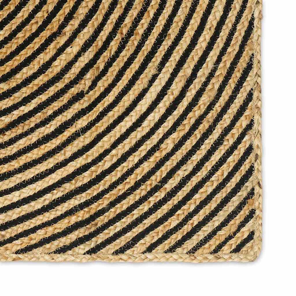 vidaXL Χαλί Περιοχής Φυσικό και Μαύρο 240 x 240 cm Γιούτα - Image 5