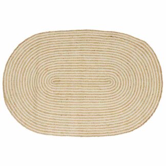vidaXL Χαλί Περιοχής Φυσικό και Λευκό 122 x 183 cm Γιούτα