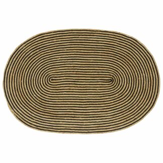 vidaXL Χαλί Περιοχής Φυσικό και Μαύρο 122 x 183 cm Γιούτα