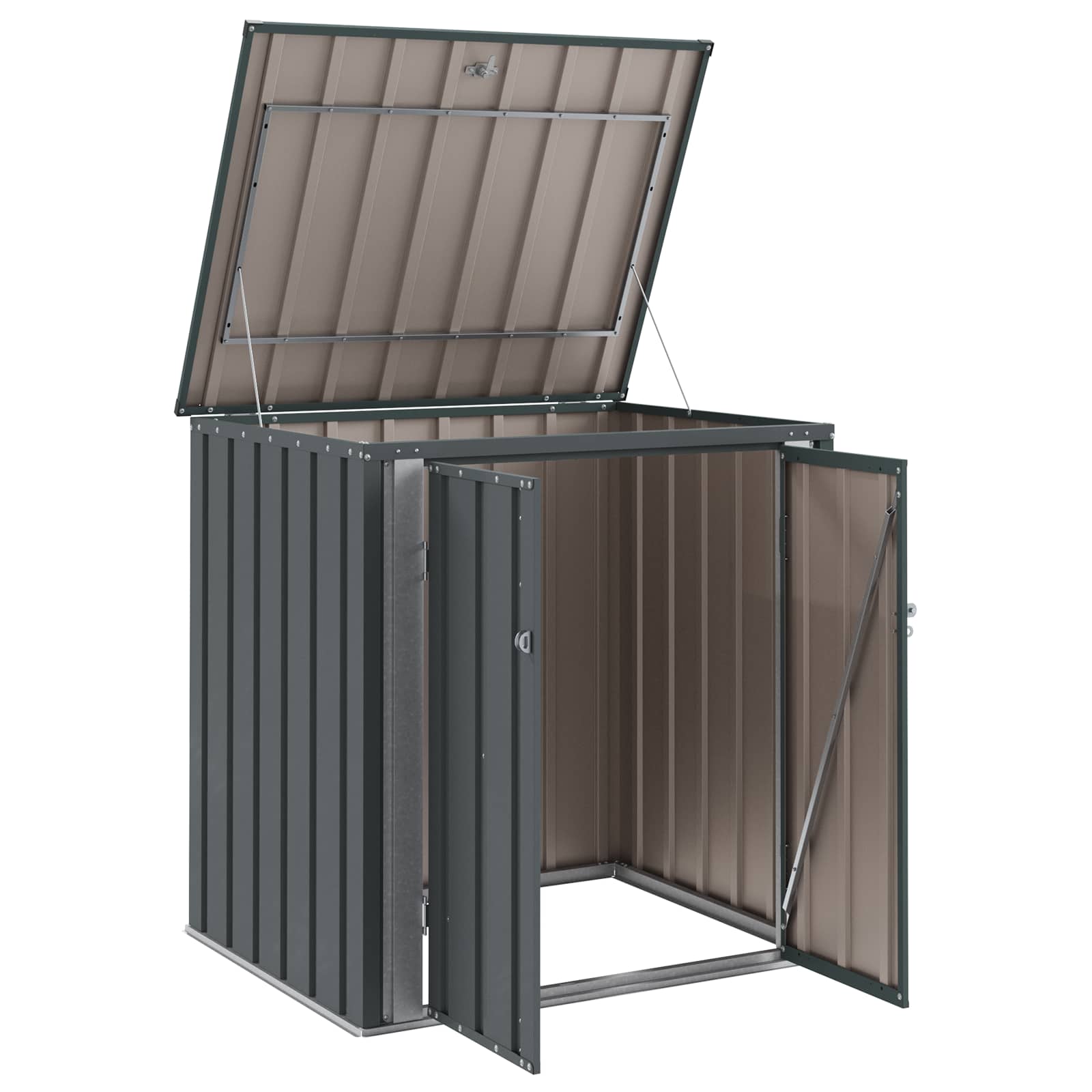 vidaXL Κουτί αποθήκευσης κήπου Μαύρο 101,5 x 82 x 100 εκ. Ατσάλι - Image 6