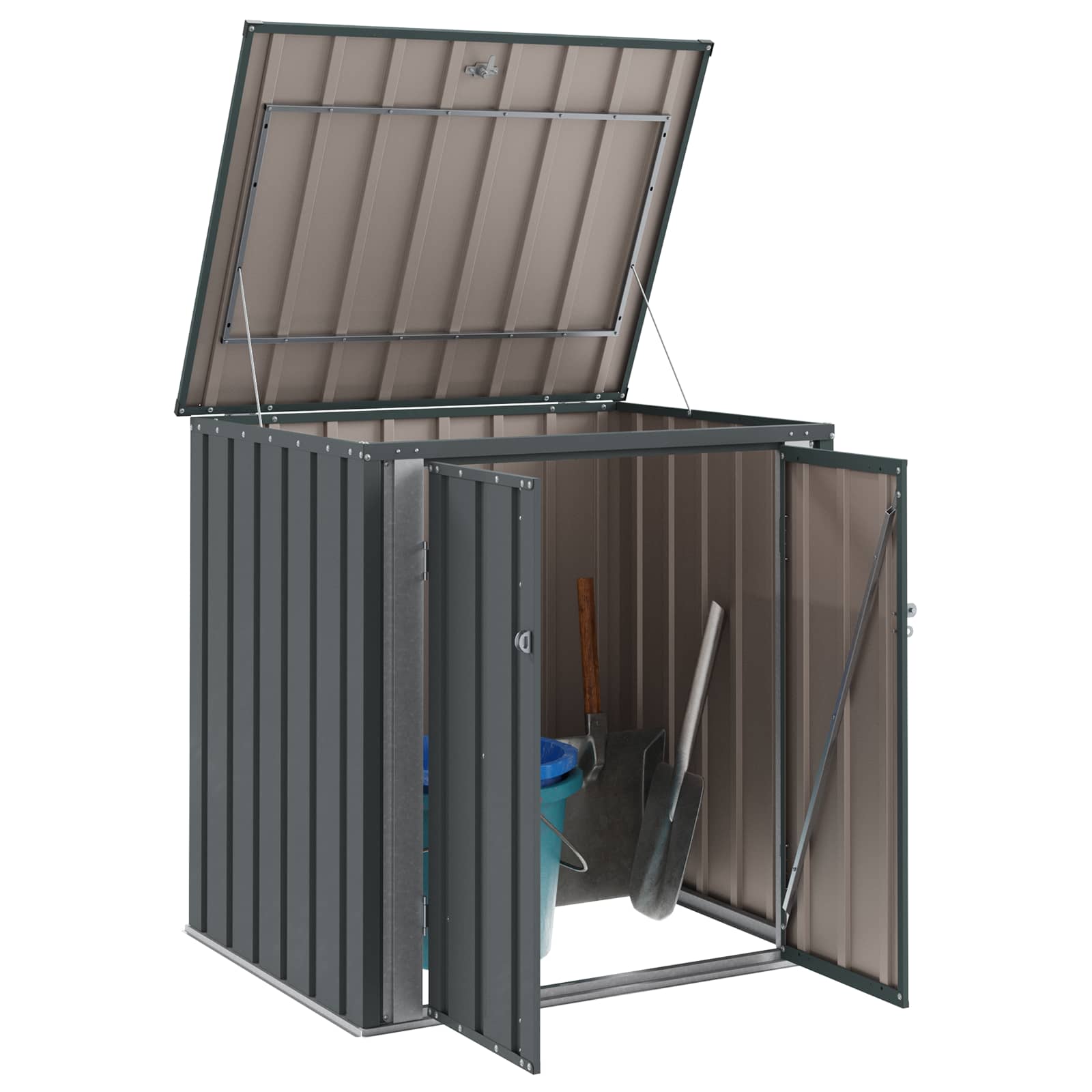 vidaXL Κουτί αποθήκευσης κήπου Μαύρο 101,5 x 82 x 100 εκ. Ατσάλι - Image 3