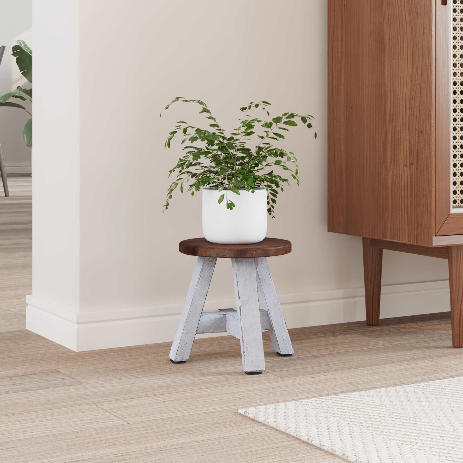 vidaXL Σκαμνί Φυσικό 22 x 22 x 24 εκ Ξύλο Μαόνι - Image 3
