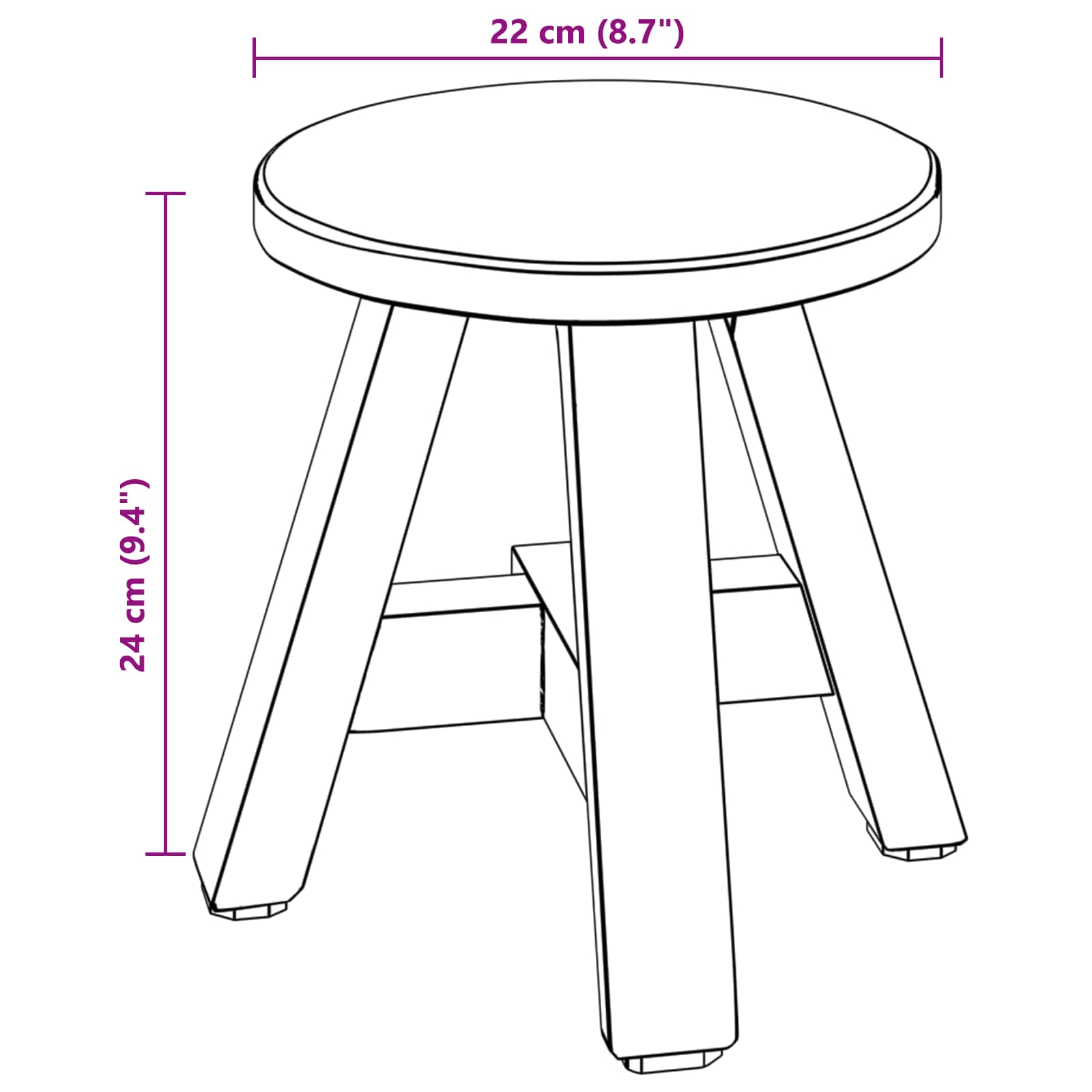 vidaXL Σκαμνί Φυσικό 22 x 22 x 24 εκ Ξύλο Μαόνι - Image 11
