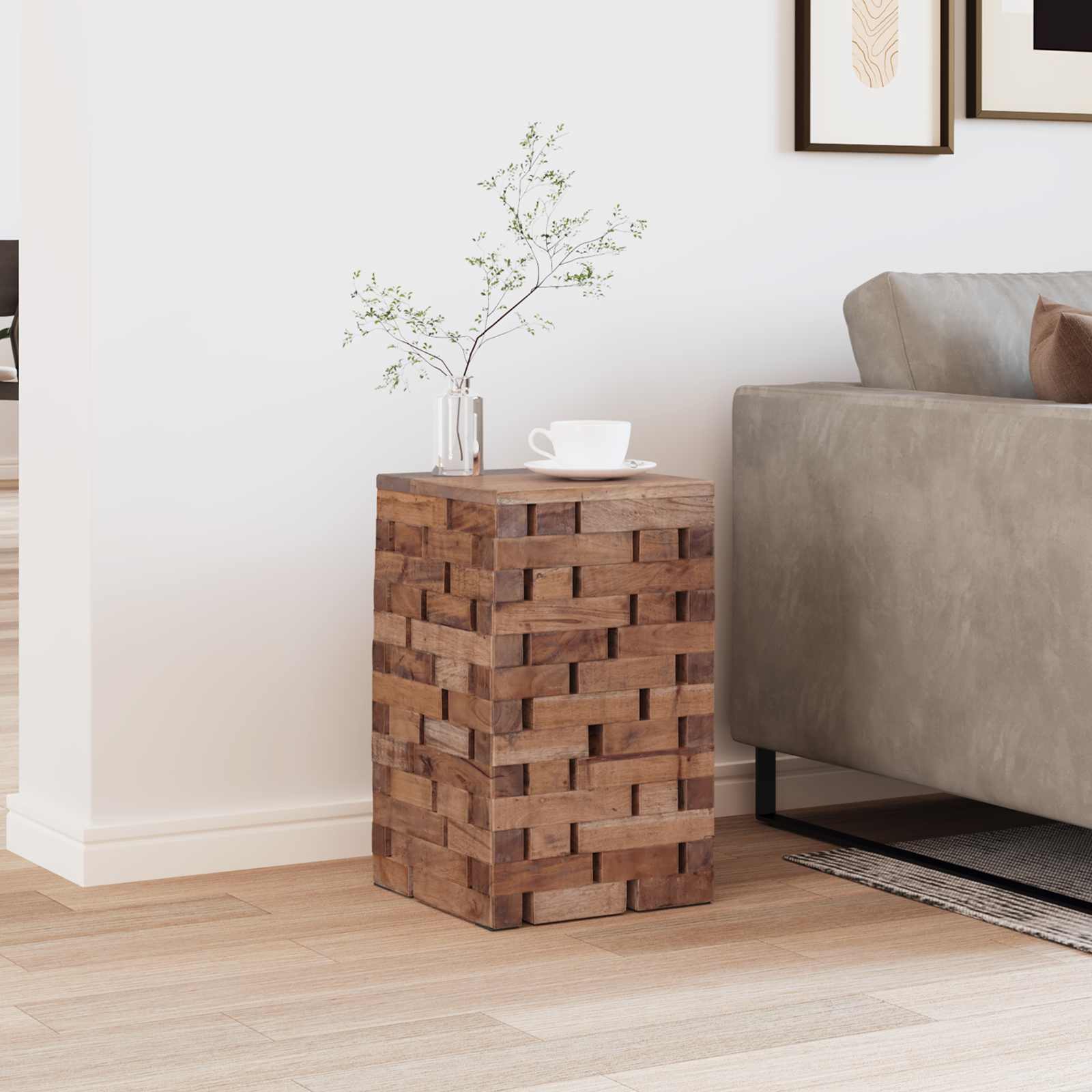 vidaXL Σκαμνί Φυσικό 29 x 29 x 48 εκ. Μασίφ ανακυκλωμένο ξύλο - Image 3