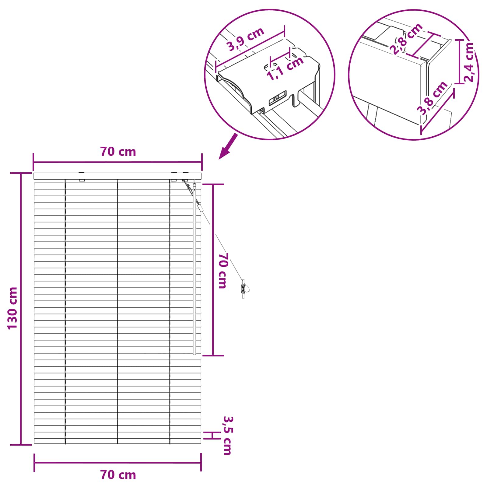 vidaXL Βενετσιάνικη Σκίαση Όψη Δρύς 70 x 130 εκ 35 mm - Image 9
