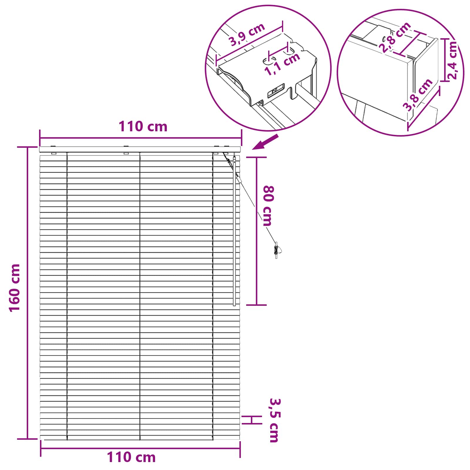 vidaXL Βενετσιάνικη Σκίαση Όψη Δρύς 110 x 160 cm 35 mm - Image 10