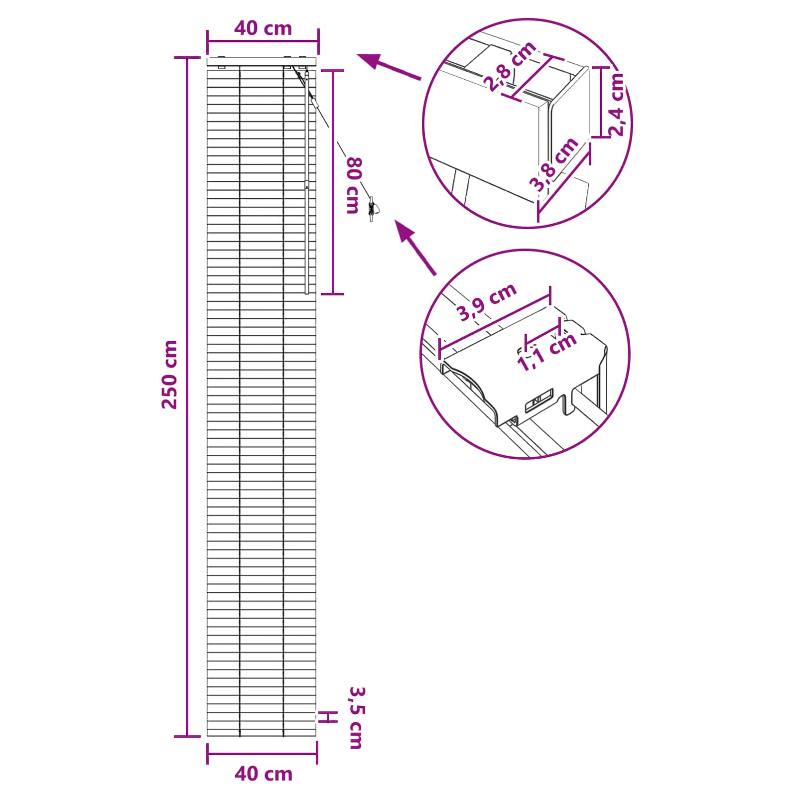 vidaXL Βενετσιάνικη Σκίαση Όψη Δρύς 40 x 250 εκ. 35 mm - Image 9