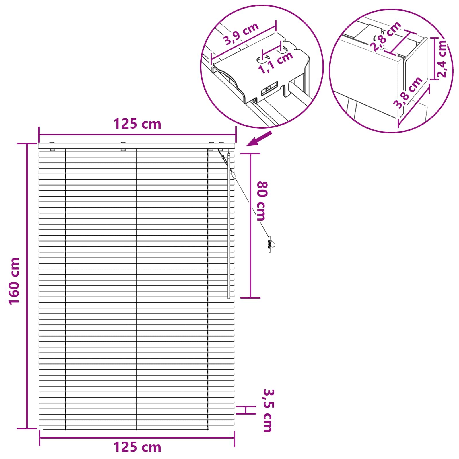 vidaXL Βενετσιάνικη Σκίαση Σκούρο Καφέ 125 x 160 εκ. 35 mm - Image 9