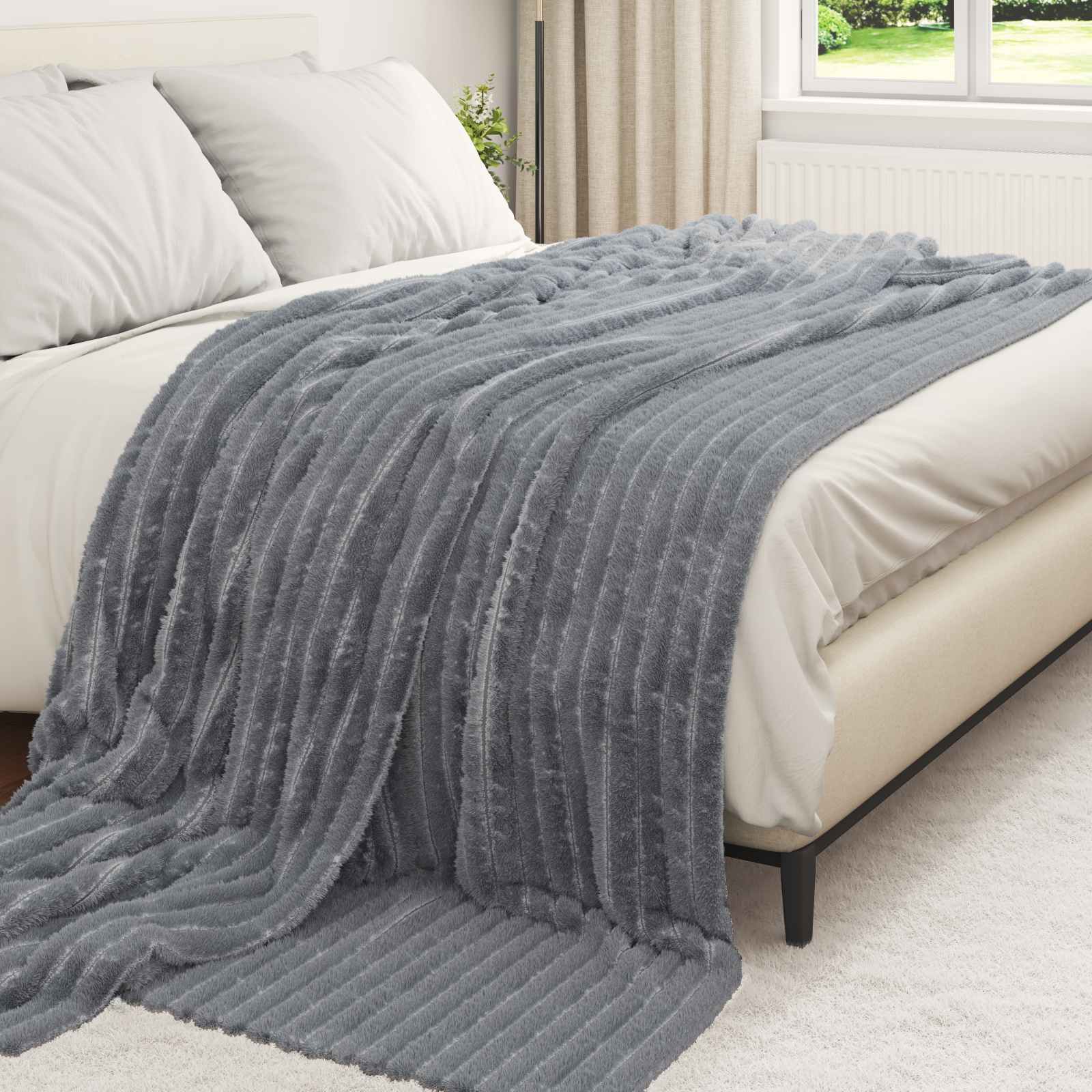 vidaXL Ριχτάρι Σκούρο Γκρι 270 x 240 cm 1.73 kg Μαλλί - Image 3