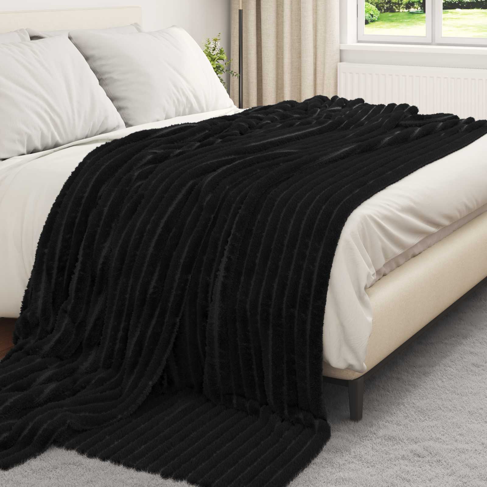 vidaXL Ριχτάρι Μαύρο 240 x 220 cm 1.36 kg Μαλλί - Image 3