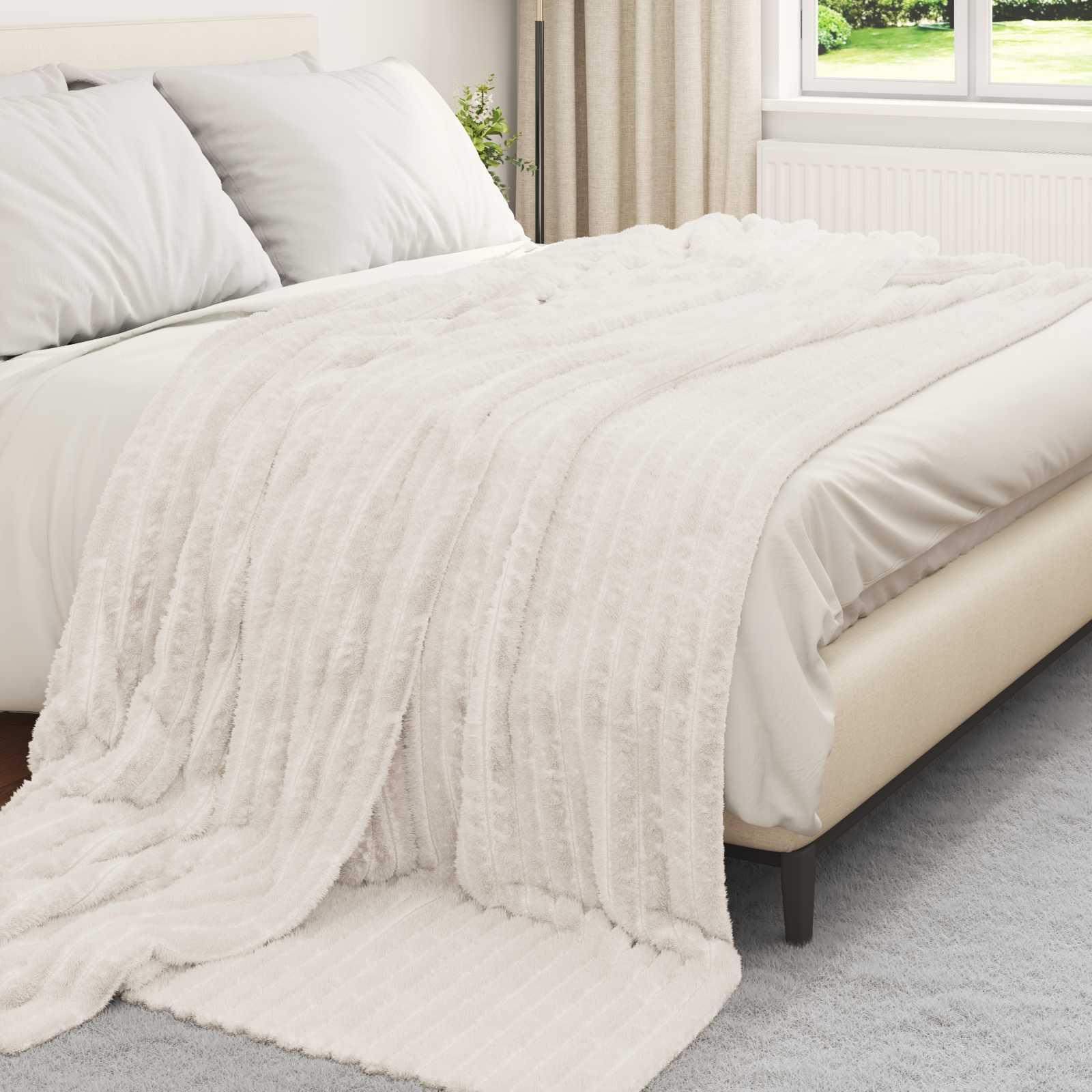 vidaXL Ριχτάρι Κρεμ 240 x 220 cm 1.37 kg Μαλλί - Image 3