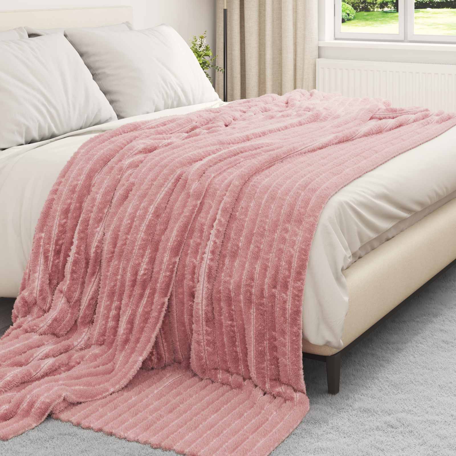 vidaXL Ριχτάρι Ροζ 240 x 220 cm 1.37 kg Μαλλί - Image 3