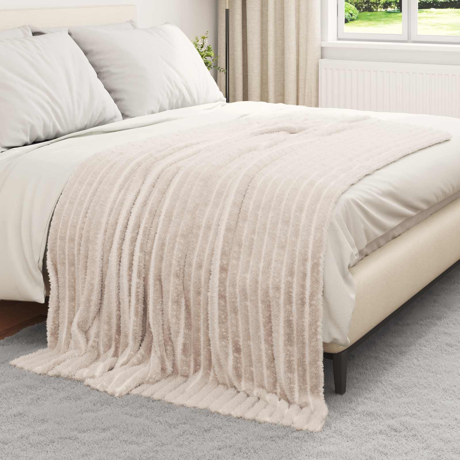 vidaXL Ριχτάρια 6 τμχ. Μπεζ 200 x 150 cm 4.75 kg Μαλλί - Image 3