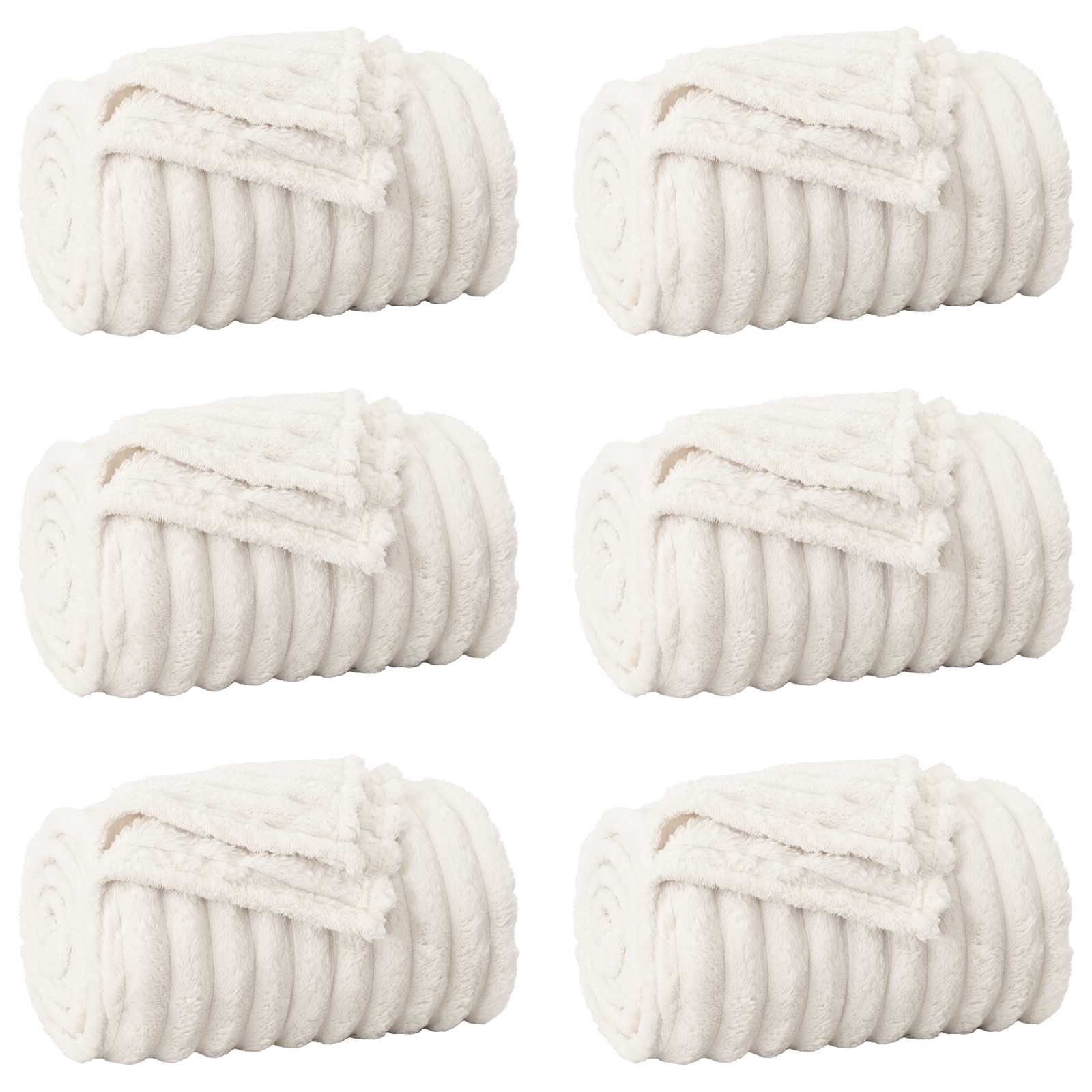 vidaXL Ριχτάρια 6 τμχ. Κρεμ 150 x 130 εκ 2.85 kg Μαλλί - Image 2