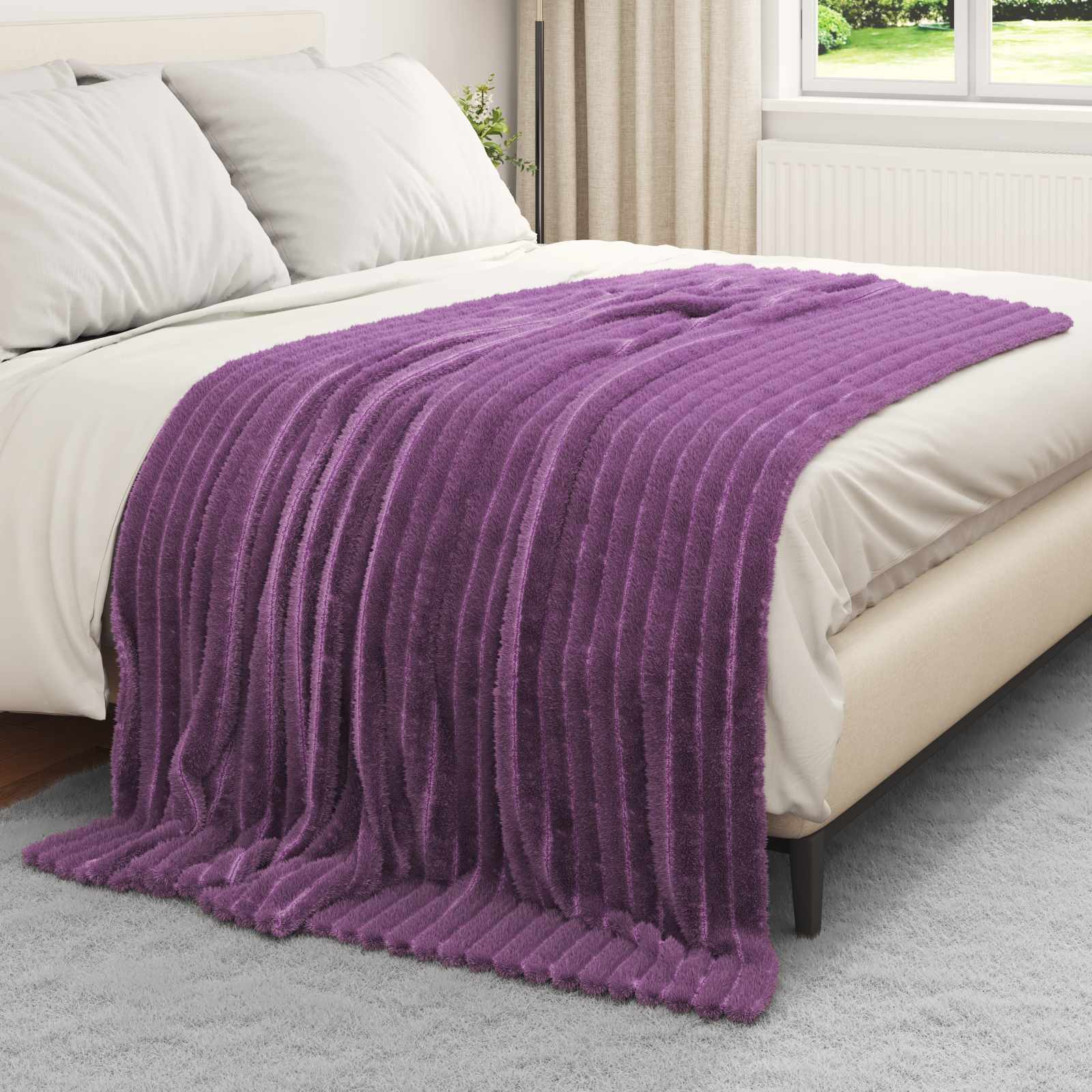 vidaXL Ριχτάρια 6 τμχ. Μοβ 200 x 150 cm 4.75 kg Μαλλί - Image 3