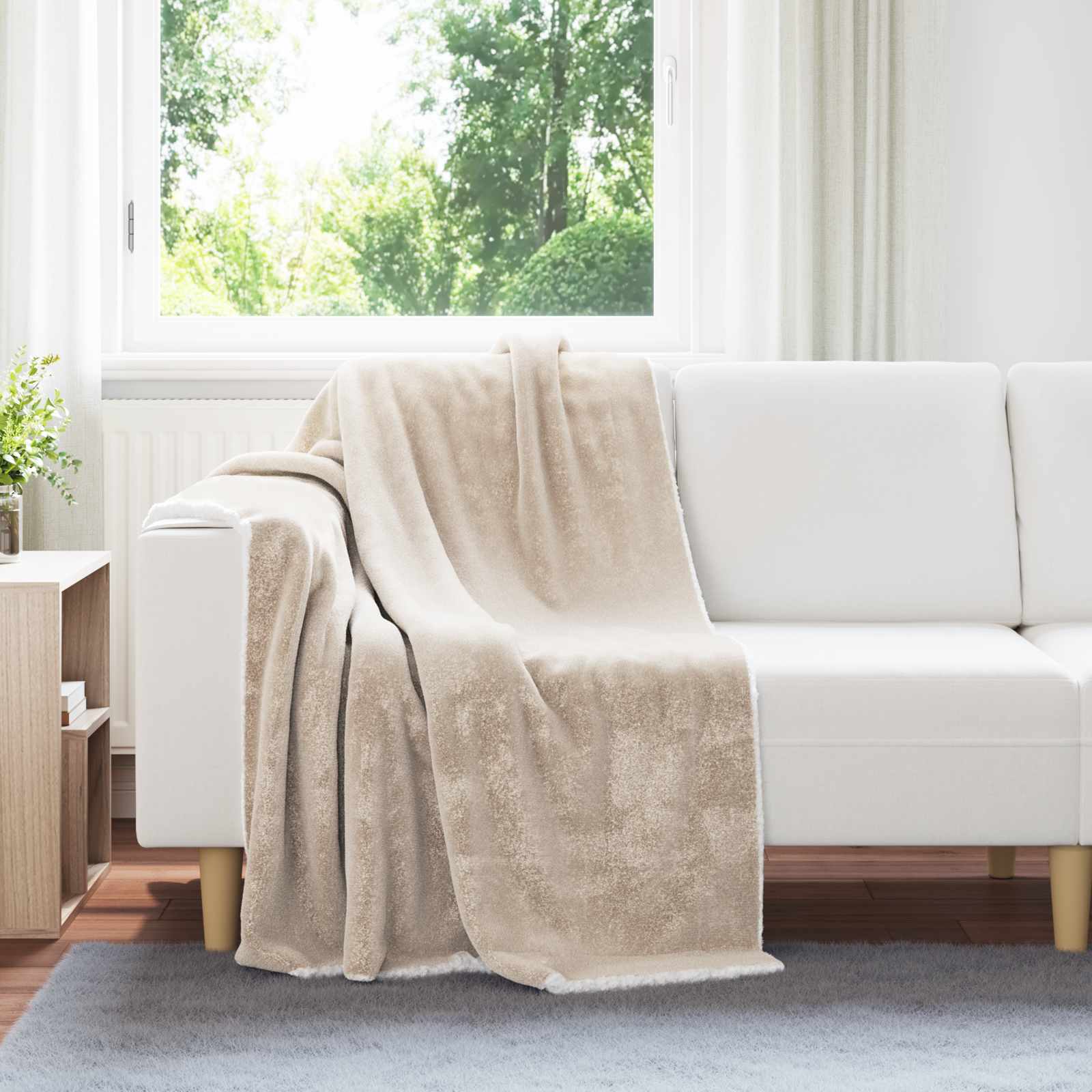 vidaXL Ριχτάρι Μπεζ 130 x 150 cm 1 kg Μαλλί