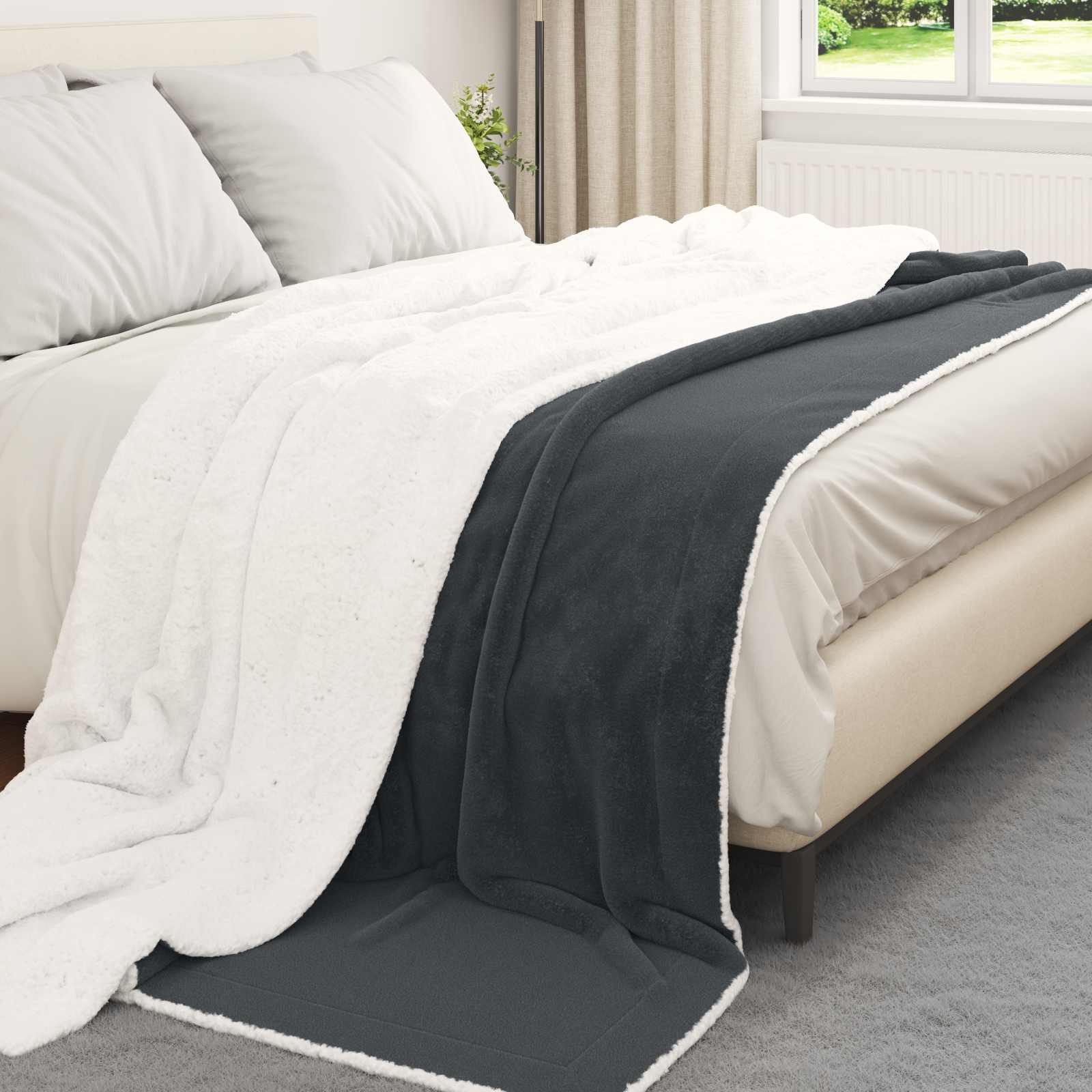 vidaXL Ριχτάρι Σκούρο Γκρι 220 x 240 cm 2.67 kg Μαλλί - Image 3