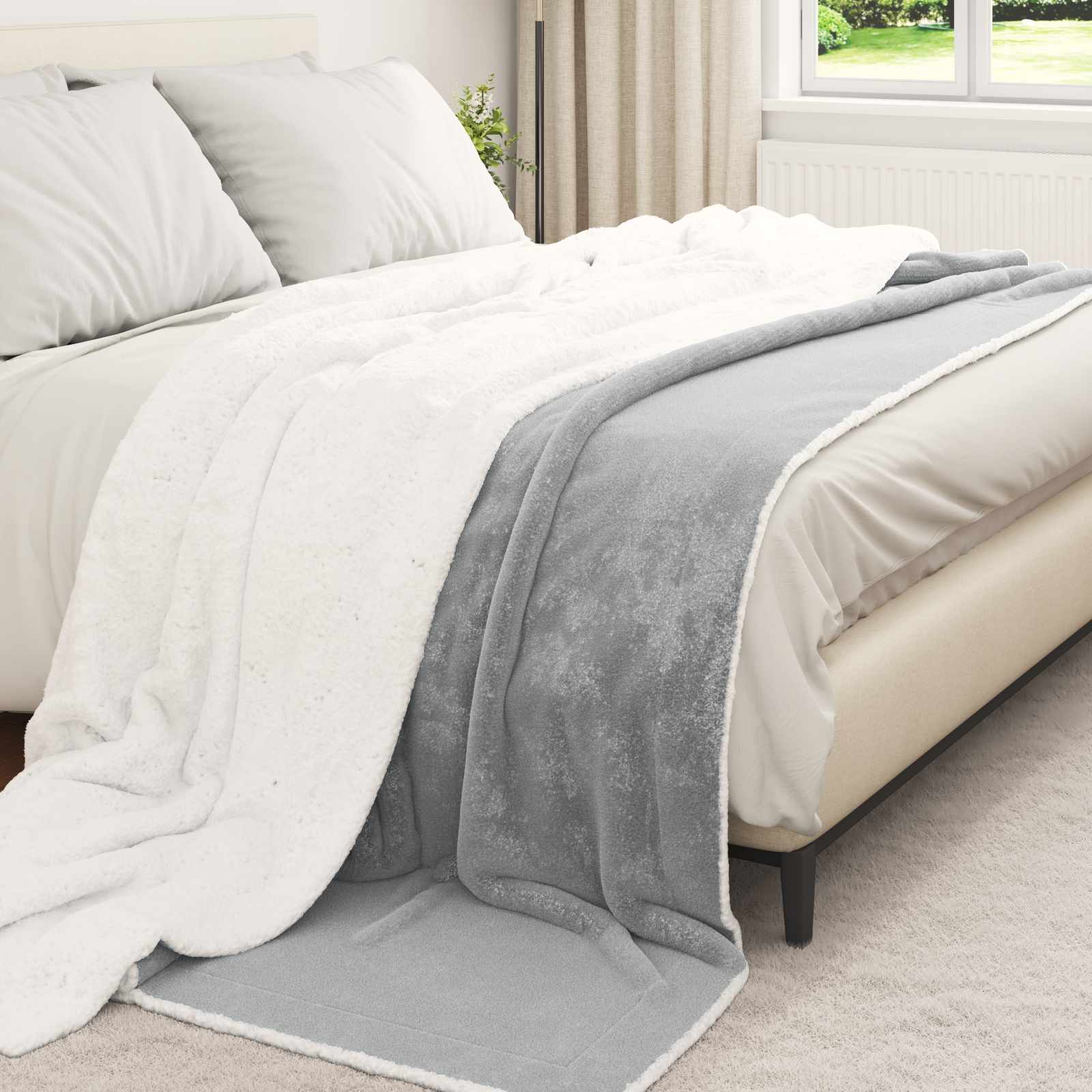 vidaXL Ριχτάρι Γκρι 240 x 270 εκ. 3.17 kg Μαλλί - Image 3