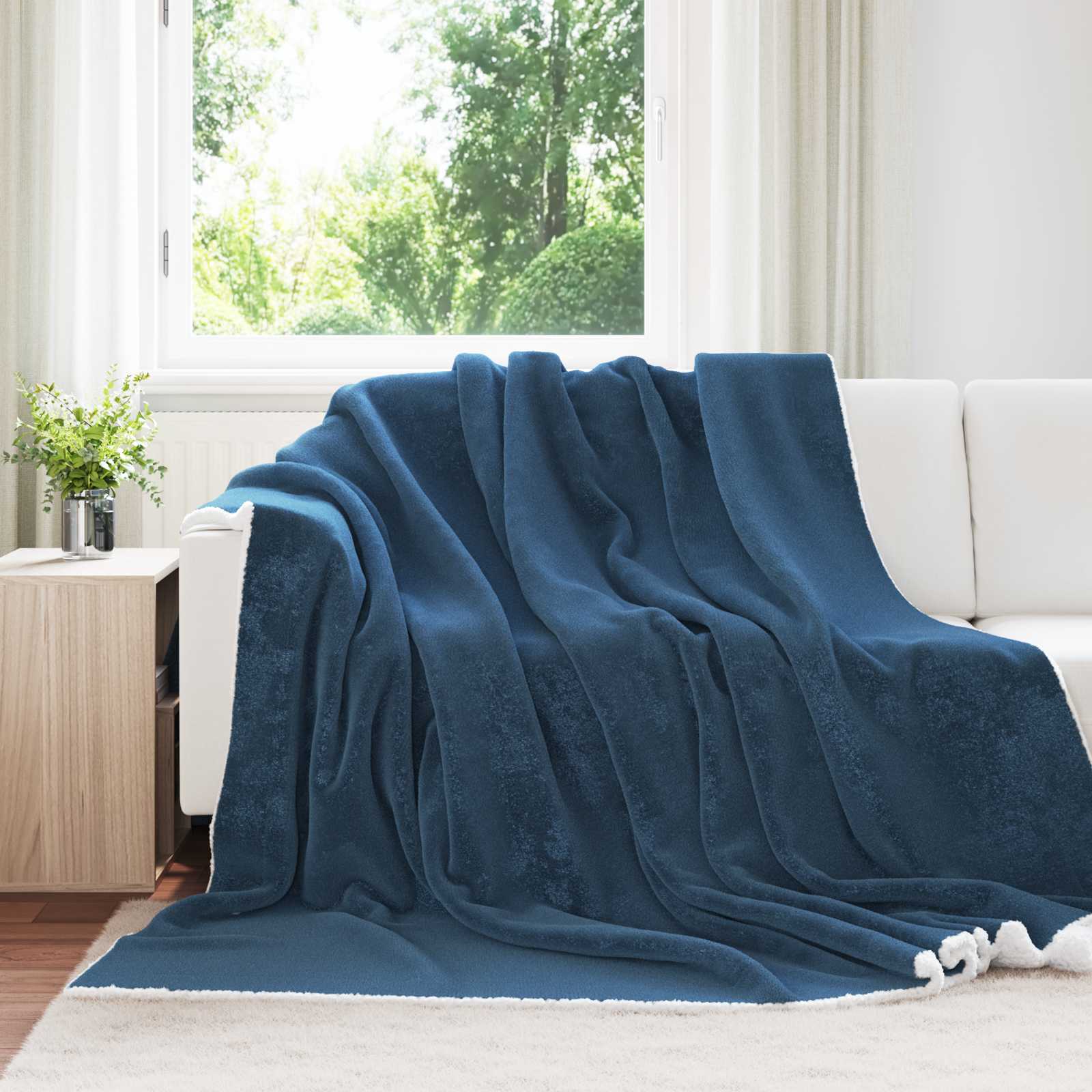 vidaXL Ριχτάρι Σκούρο μπλε 240 x 270 εκ. 3.17 kg Μαλλί