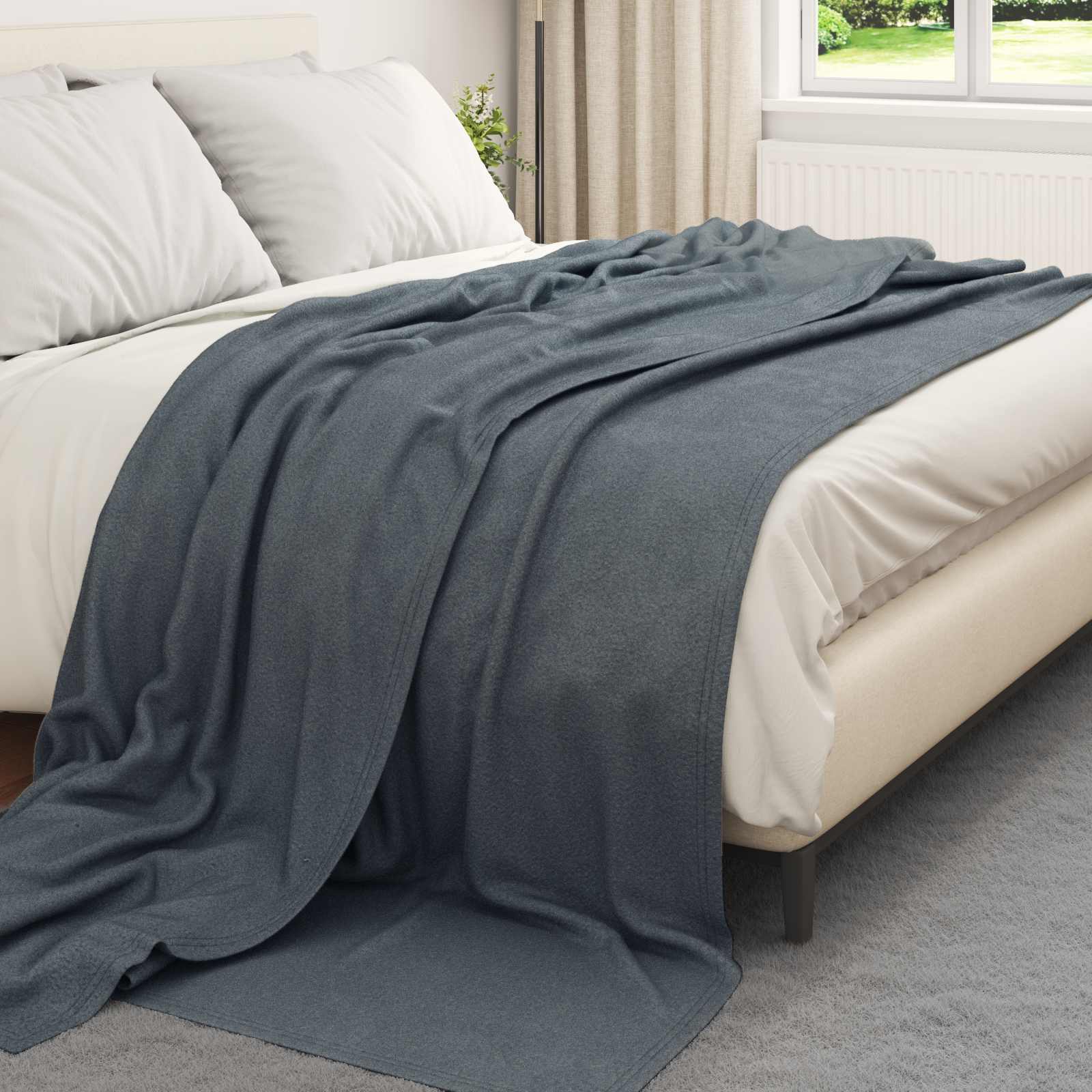 vidaXL Ριχτάρι Σκούρο Γκρι 270 x 240 cm 0.86 kg Μαλλί - Image 3