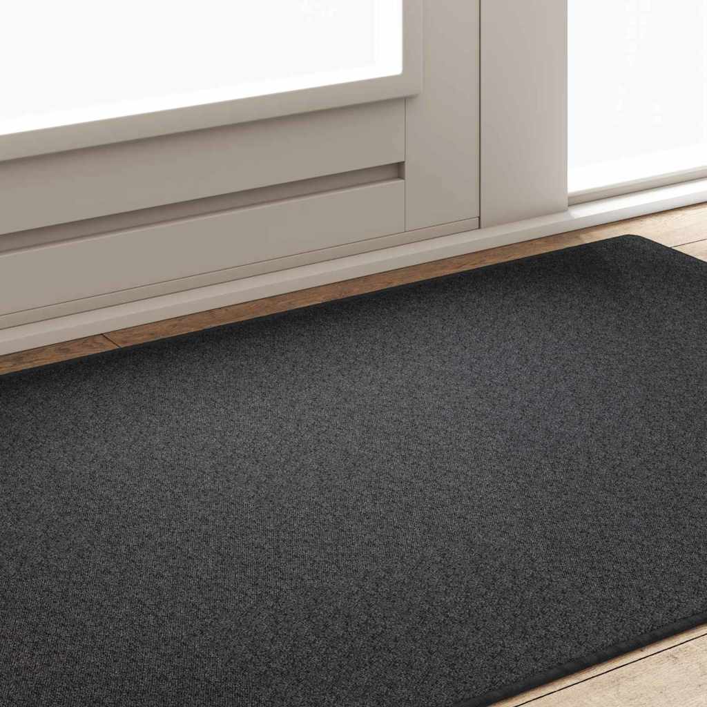vidaXL Δερμάτινο Χαλί Σκούρο Γκρι 100 x 150 cm 100% Πολυπροπυλένιο - Image 4