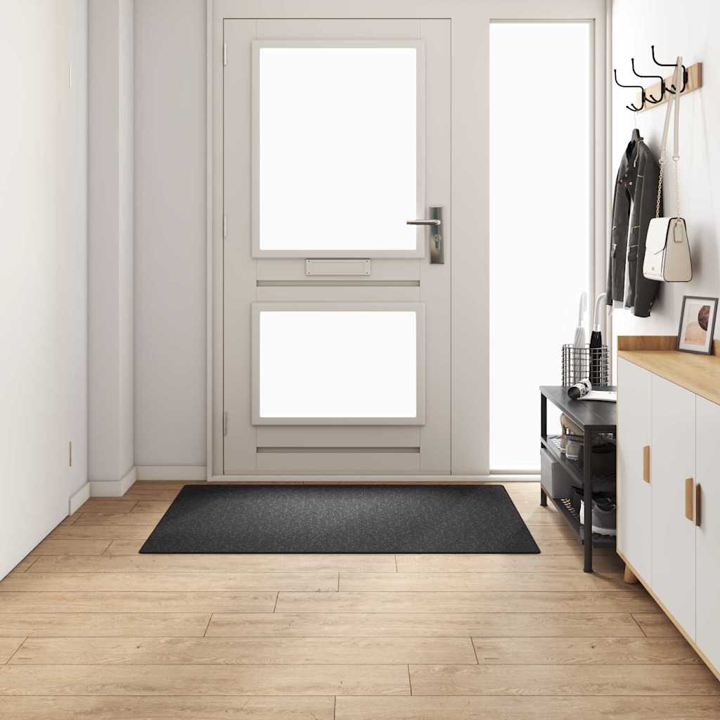 vidaXL Δερμάτινο Χαλί Σκούρο Γκρι 100 x 150 cm 100% Πολυπροπυλένιο - Image 3