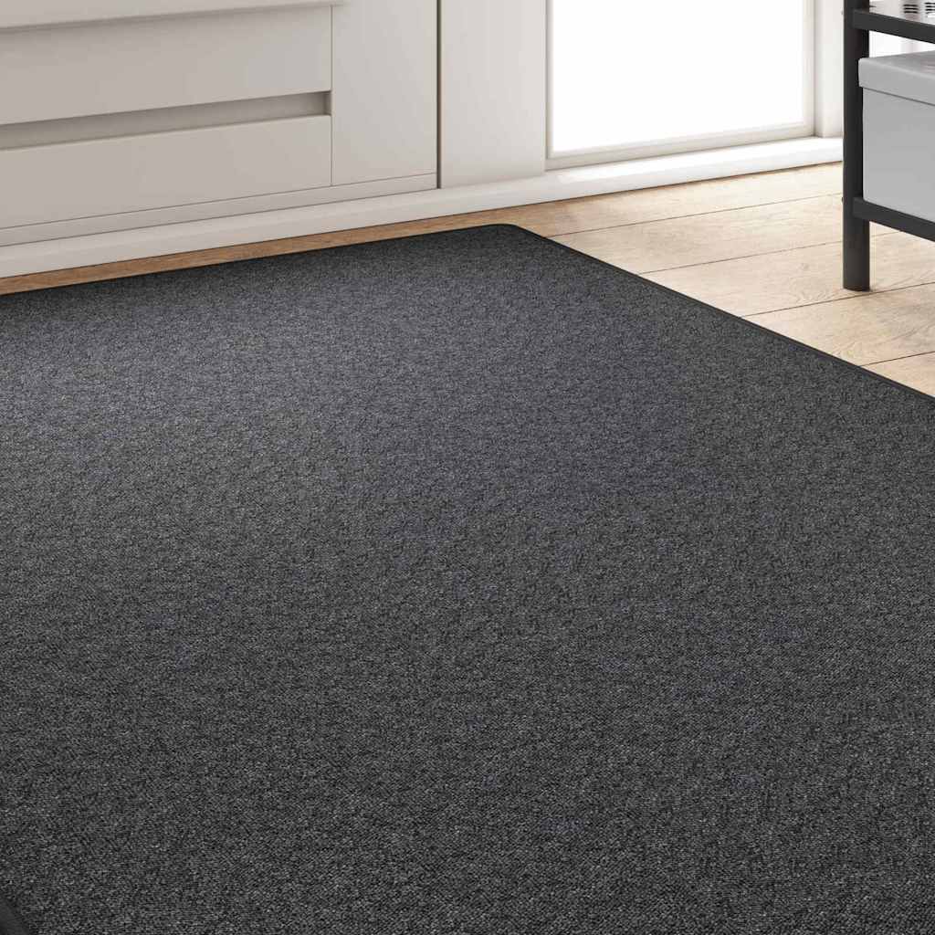 vidaXL Δερμάτινο Χαλί Σκούρο Γκρι 100 x 250 cm 100% Πολυπροπυλένιο - Image 3