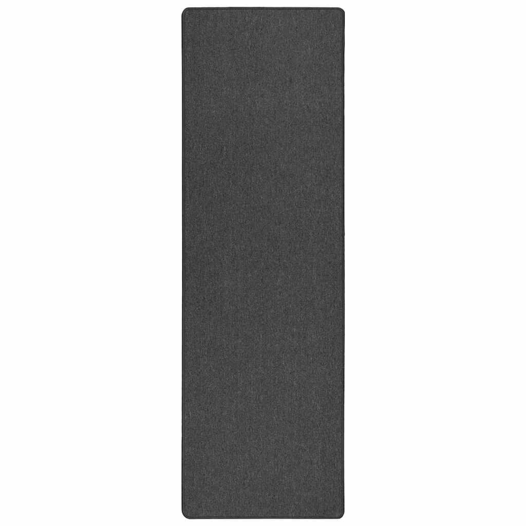 vidaXL Δερμάτινο Χαλί Σκούρο Γκρι 100 x 250 cm 100% Πολυπροπυλένιο - Image 2