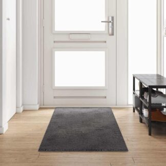 vidaXL Δερμάτινο Χαλί Γκρι 80 x 300 cm 100% Πολυπροπυλένιο Τούφτα