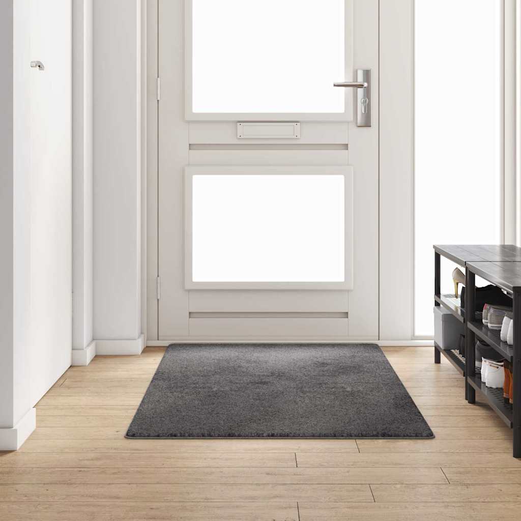 vidaXL Δερμάτινο Χαλί Γκρι 100 x 200 cm 100% Πολυπροπυλένιο Τούφτα